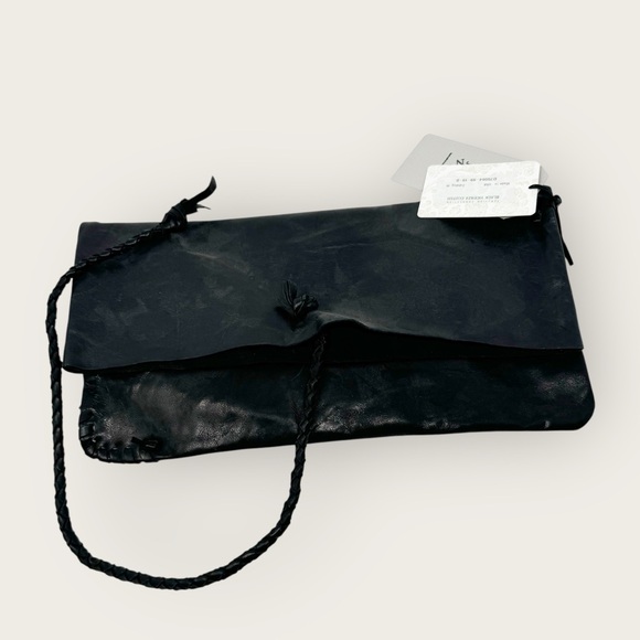Peruvian Connection Vicenza Black Leather Foldover Clutch NWT